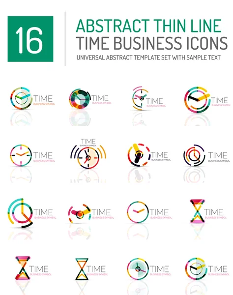 Geometric clock and time icon set — Stock Vector