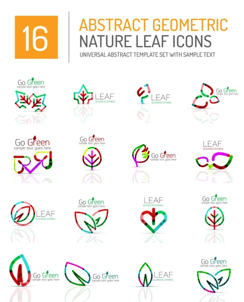 Geometric leaf icon set — Stock Vector