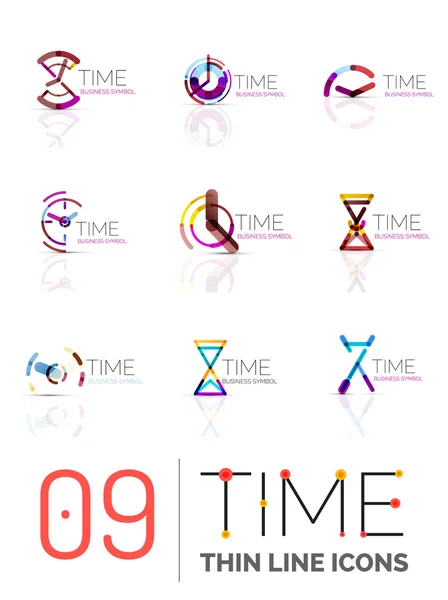 Orologio geometrico e set di icone dell'ora — Vettoriale Stock