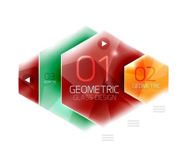 Барвистий скляний шестикутник бізнес-інфографіки шаблон — стоковий вектор