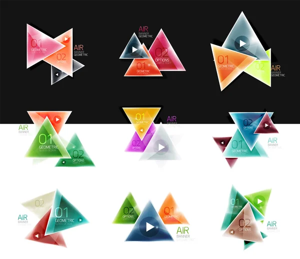 Colección de cajas web triángulo - pancartas, fondos de negocios, presentaciones — Vector de stock