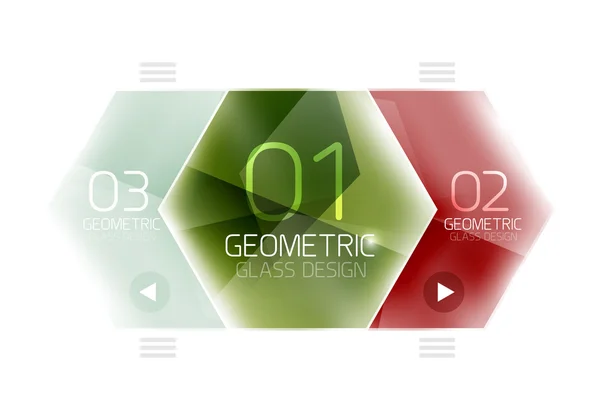 Modelo de infográfico de negócios de hexágono de vidro colorido —  Vetores de Stock