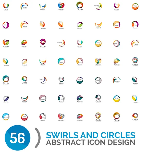 Mega conjunto de círculos abstratos criados com elementos de onda — Vetor de Stock