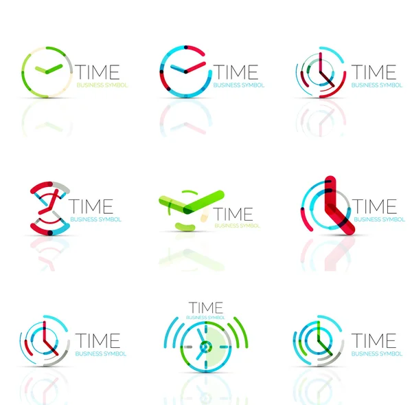 Geometric clock and time icon set — Stock Vector