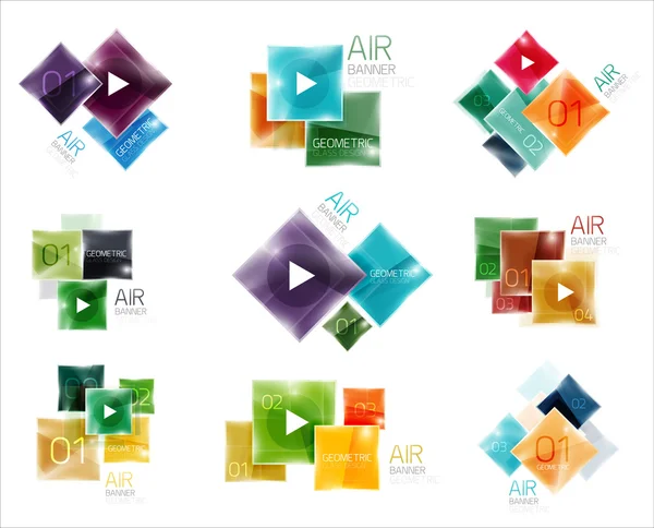 Collection de boîtes web carrées colorées — Image vectorielle