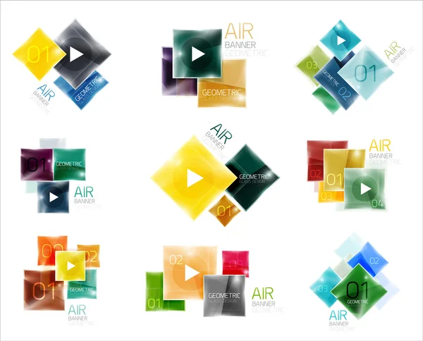 Collection de boîtes web carrées colorées — Image vectorielle