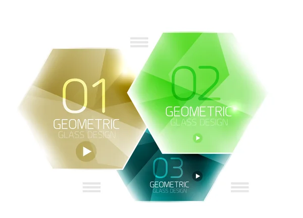 Kleurrijke glazen zeshoek business infographic sjabloon — Stockvector