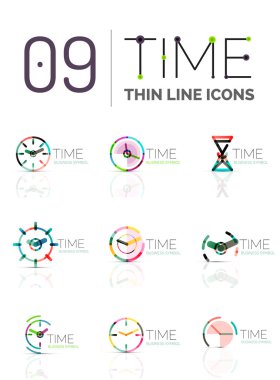 Geometrik saat ve saat Icon set