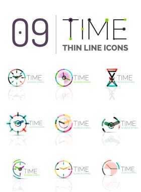 Geometrik saat ve saat Icon set