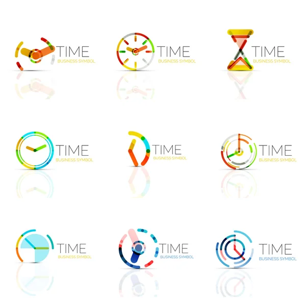 Reloj geométrico y conjunto de iconos de tiempo — Vector de stock