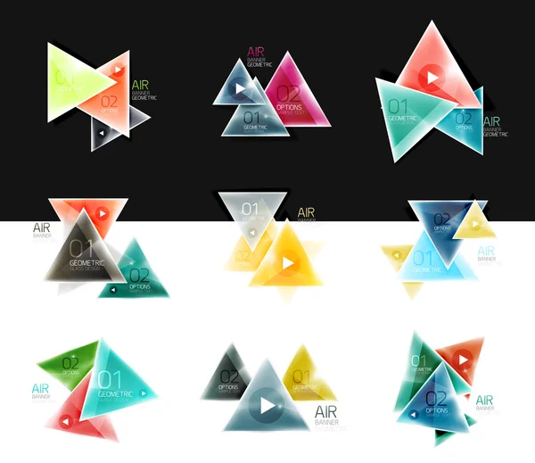 三角形のコレクション web バナー、ビジネスの背景、プレゼンテーション ボックス — ストックベクタ