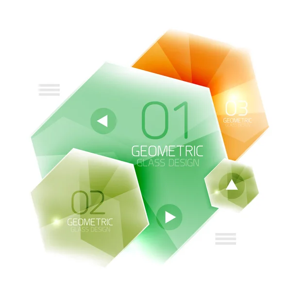 Барвистий скляний шестикутник бізнес-інфографіки шаблон — стоковий вектор