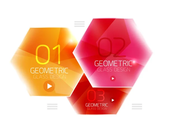 Modèle infographique d'entreprise hexagone en verre coloré — Image vectorielle