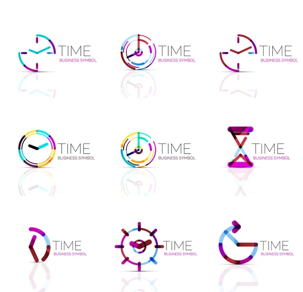 Reloj geométrico y conjunto de iconos de tiempo — Vector de stock