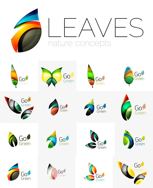 Diseño futurista eco hoja logo conjunto — Vector de stock