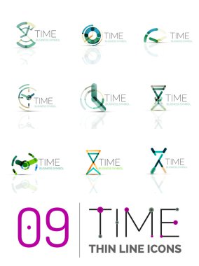 Geometrik saat ve saat Icon set