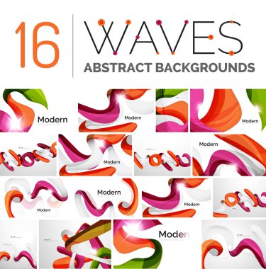 Collection of wave abstract backgrounds clipart