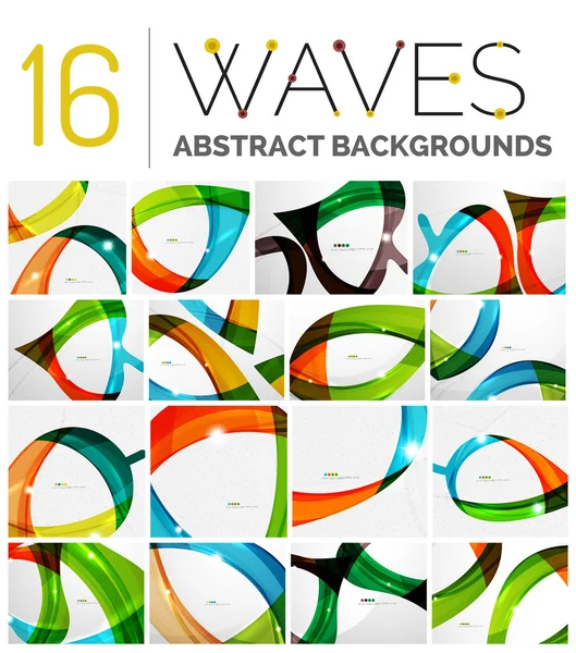 Collection de fonds abstraits de vagues — Image vectorielle
