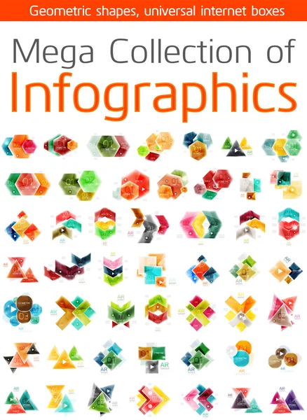 Mega collection of geometric shape infographics — Stock Vector