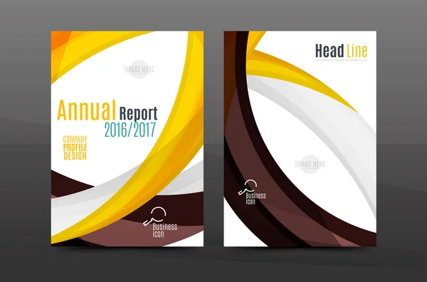 Colorful swirl design annual report cover template — Stock Vector