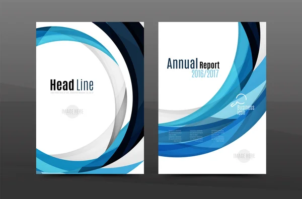 Plantilla de portada del informe anual Blue wave — Vector de stock
