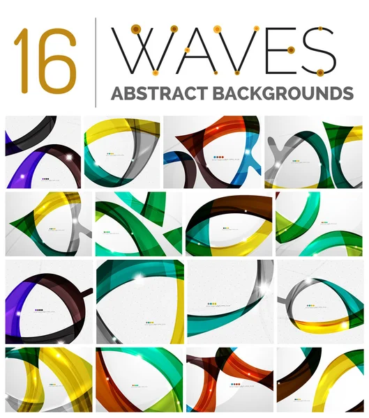 Collection de fonds abstraits de vagues — Image vectorielle