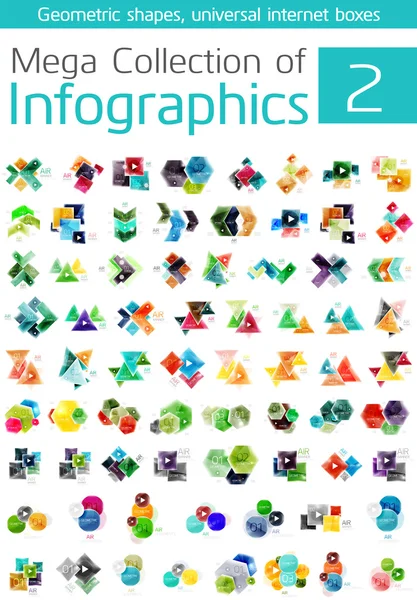 Mega collection of geometric shape infographics — Stock Vector
