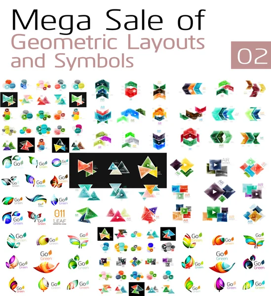 Mega sada symbolů a geometrické rozložení — Stockový vektor