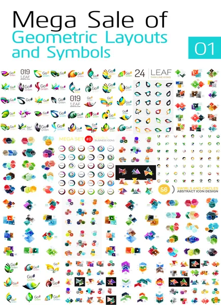 Mega collection of abstract symbols — Stock Vector