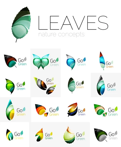 Diseño futurista eco hoja logo conjunto — Vector de stock