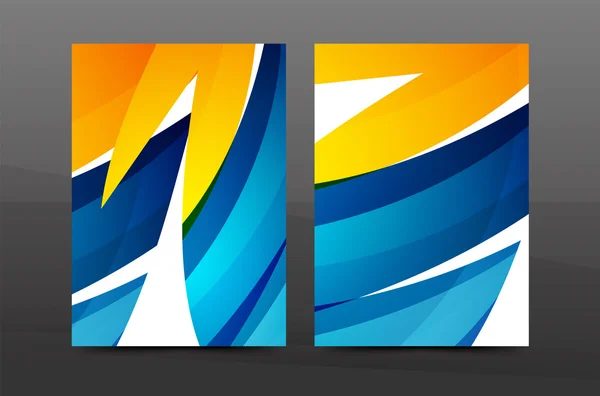 Farbe Wellen abstrakt Hintergrund geometrisch a4 Business-Druckvorlage — Stockvektor
