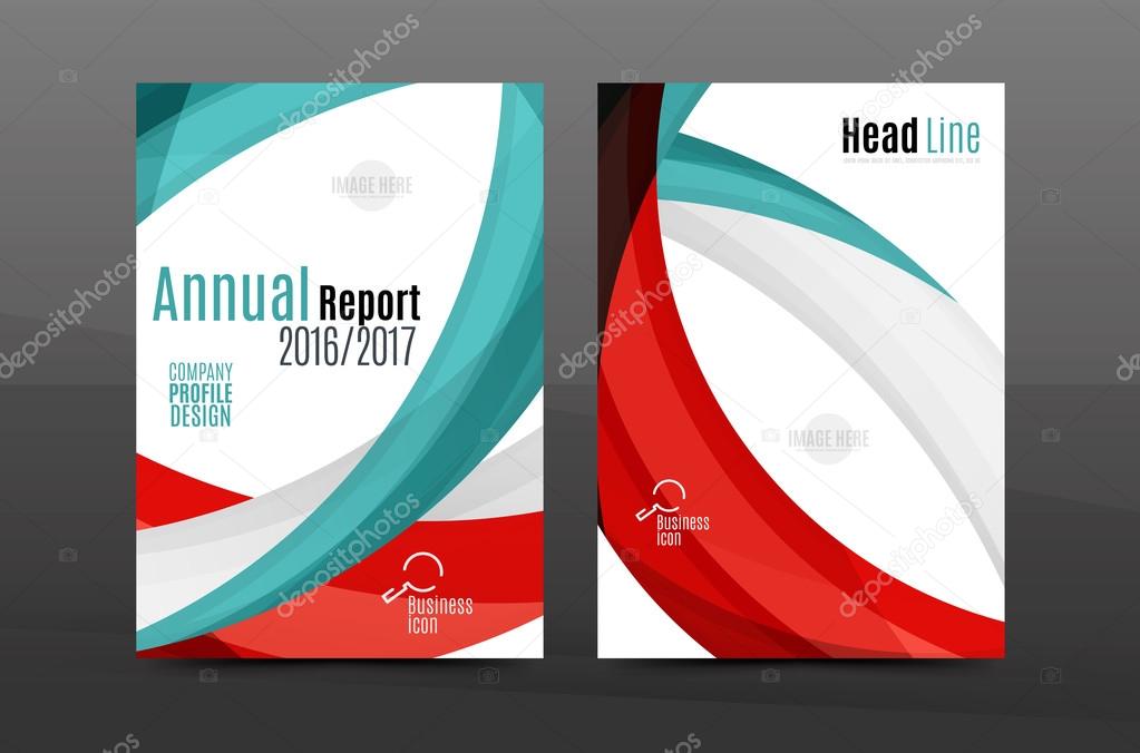 Colorful swirl design annual report cover template. Brochure, flyer template layout, vector leaflet abstract background, A4 size page