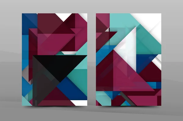 Plantilla de cubierta de informe anual de cuadrados y triángulos — Archivo Imágenes Vectoriales