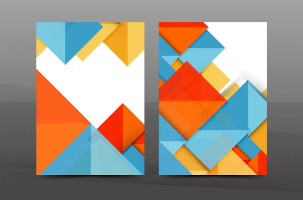 Modèle de couverture de rapport annuel carrés et triangles — Image vectorielle