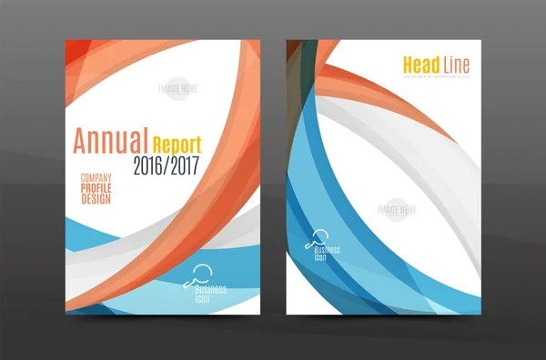 Blue wave annual report cover template — Stock Vector