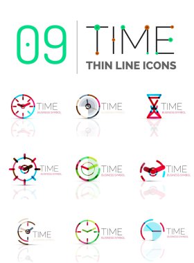 Geometrik saat ve saat Icon set