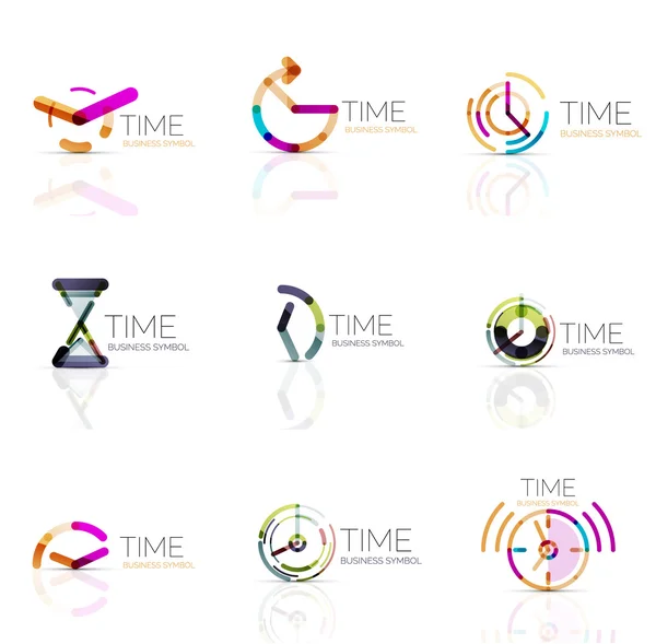 Geometric clock and time icon set — Stock Vector