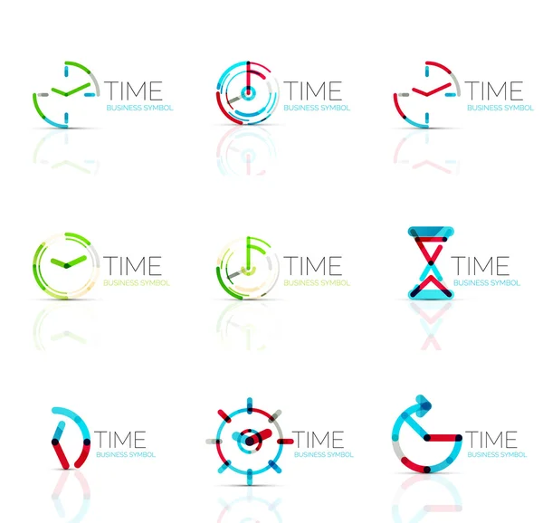 Reloj geométrico y conjunto de iconos de tiempo — Vector de stock