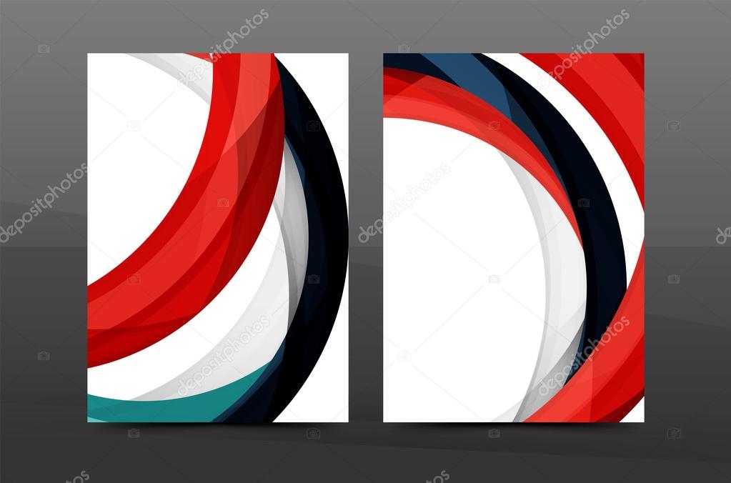 Colorful swirl design annual report cover template. Brochure, flyer template layout, vector leaflet abstract background, A4 size page