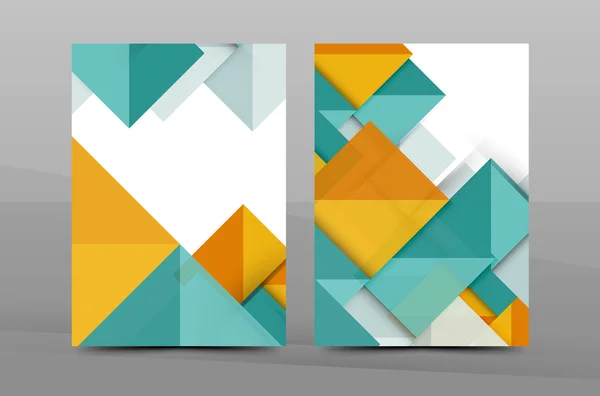 Modèle de couverture de rapport annuel carrés et triangles — Image vectorielle