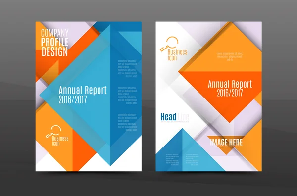 Plantilla de informe anual de diseño cuadrado y triangular — Vector de stock