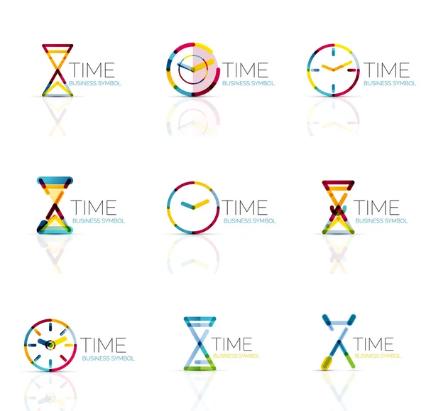 Geometric clock and time icon set — Stock Vector