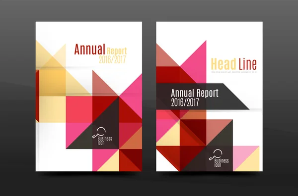 Барвистий дизайн геометрії щорічний звіт про розкладку шаблону брошури a4 обкладинки, журналу, флаєра або листівки — стоковий вектор
