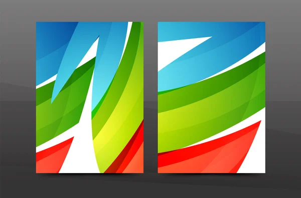 Farbe Wellen abstrakt Hintergrund geometrisch a4 Business-Druckvorlage — Stockvektor