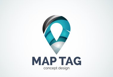Abstract business company map tag or locator logo template, navigation pointer concept clipart