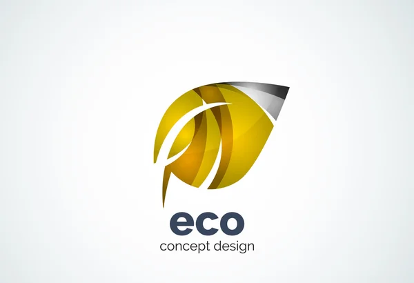 Plantilla de logotipo de hoja de empresa de negocios abstracta, concepto verde — Vector de stock