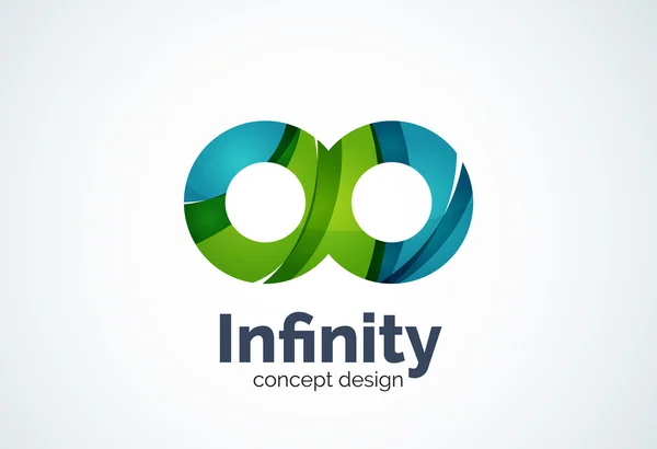 Abstract business company infinity logo template, loops or eight number concept - geometric minimal style, created with overlapping curve elements and waves. Emblema de identidade corporativa — Vetor de Stock