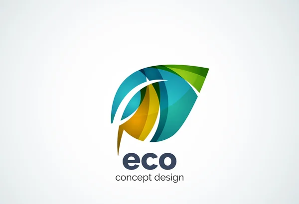Plantilla de logotipo de hoja de empresa de negocios abstracta, concepto verde — Vector de stock