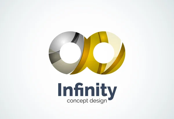 İş şirket Infinity logo şablonu, döngüler veya örtüşen eğrisi elemanları ve dalgalar ile oluşturulan sekiz sayı kavramı - geometrik en az stil. Kurumsal kimlik amblemi — Stok Vektör