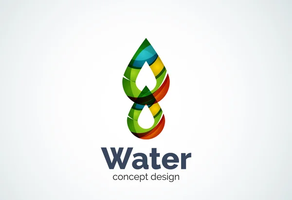 Abstract business company water drop logo template, conservation environmental nature concept — Stock Vector